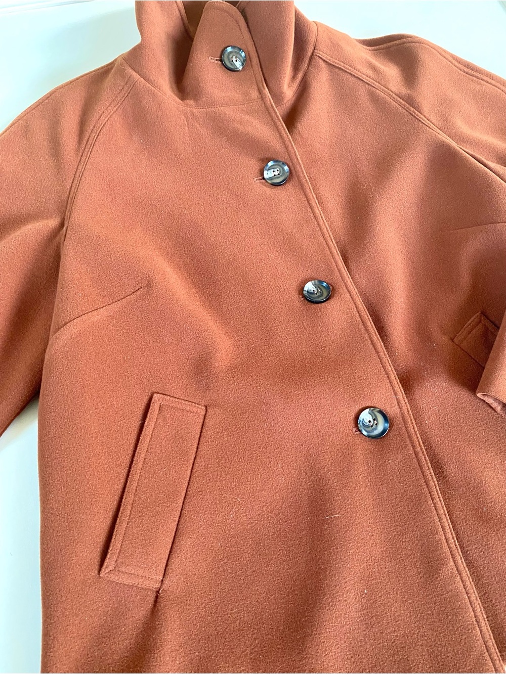 EVAN PICONE - Women’s Button-Front Jacket Coat in Rust Cognac - Picture 7 of 10